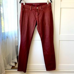 Banana Republic Red Waxed Stretch Skinny Jeans sz 27